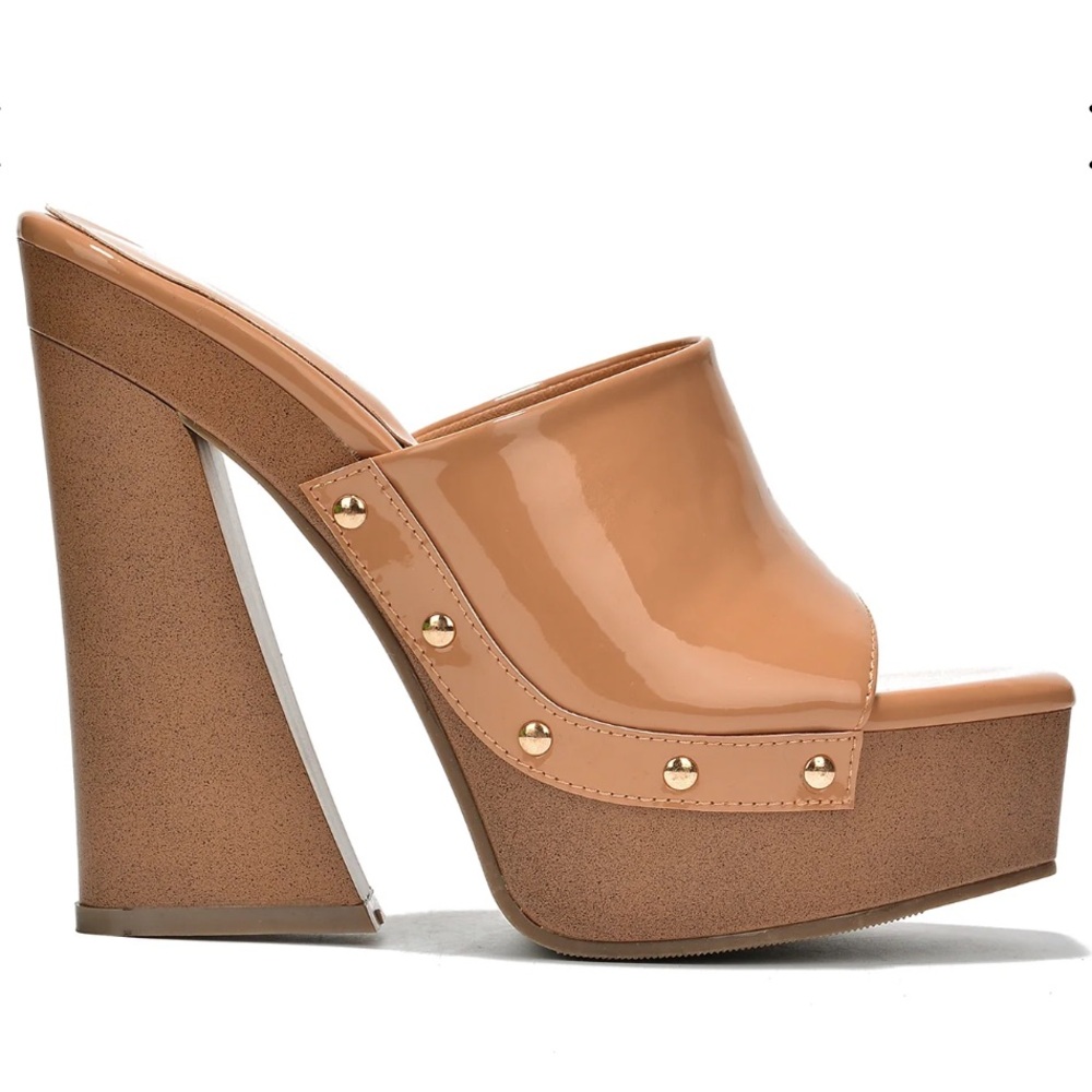 Patent Platform Mule in Nude Tan